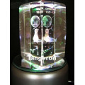 Светильник ночник кристалл с гравировкой внутри вращающийся Знаки Зодиака Рыбы оригинальный подарок