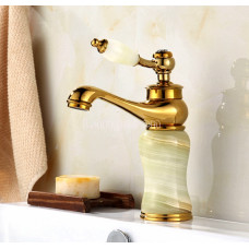 Смеситель салатовый кран золотой цвет ретро для ванной нефрит античный винтажный