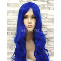 Парик синий волнистый 80см с косой челкой искусственные волосы аниме карнавальный косплей cosplay