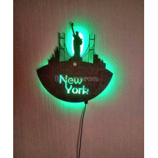 Часы настенные из фанеры New York светильник-ночник с пультом