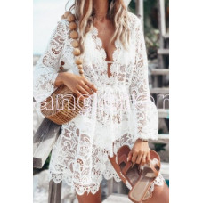 Туника пляжная белая ажурная S/M