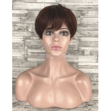 Парик женский короткий темно-коричневый модель М06 искусственные термостойкие волосы