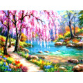 Картина для выкладывания камнями Цветущая яблоня у реки