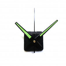 Часовой механизм маленький 12 см минутная стрелка со стрелками светящимися в темноте, стрелки с люминесцентным покрытием без ушка