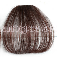 Челка накладная коричневая шоколадная с краснинкой прямая на заколке из натуральных волос