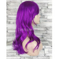 Парик фиолетовый длинный волнистый с длинной челкой женский для женщин 60см из искусственных волос