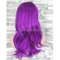 Парик фиолетовый длинный волнистый с длинной челкой женский для женщин 60см из искусственных волос