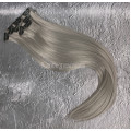Волосы на заколках серые пепельные №0906 Трессы ровные прямые термостойкие на клипсах набор