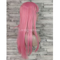 Парик розовый длинный прямой ровный с прямой челкой женский для женщин 70см из искусственных волос