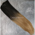 Волосы на заколках черные омбре в русый №1BТ26 Трессы прямые термостойкие набор 6 прядей на клипсах