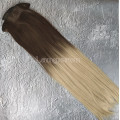Волосы на заколках каштановые омбре блонд №8Т25 Трессы прямые термостойкие набор 6 прядей на клипсах