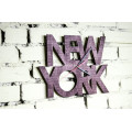 Часы настенные из фанеры "New York words" любого цвета