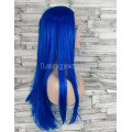 Парик синий длинный прямой ровный без челки с пробором женский для женщин 70см из искусственных волос