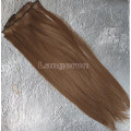 Волосы на заколках светло-коричневые №12 Трессы ровные прямые термостойкие набор 6 прядей на клипсах