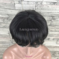 Накладка из искусственных волос черная с пробором
