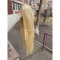 Парик длинный прямой блонд с пробором без челки женский из термоволокна блондинка 70см