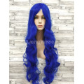 Парик синий волнистый 80см с косой челкой искусственные волосы аниме карнавальный косплей cosplay