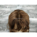 Парик коричневый волнистый 70см с пробором и челкой светло-коричневый искусственный волос