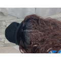 Парик женский длинный волнистый коричневый каштановый с черной шапкой