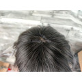 Накладка из натуральных волос черный с челкой имитация роста волос