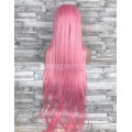 Парик розовый длинный прямой ровный без челки с пробором женский для женщин 100см из искусственных волос