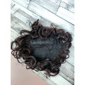 Накладка челка из натуральных волос темно-каштанового коричневого цвета волнистая постиж для редких волос